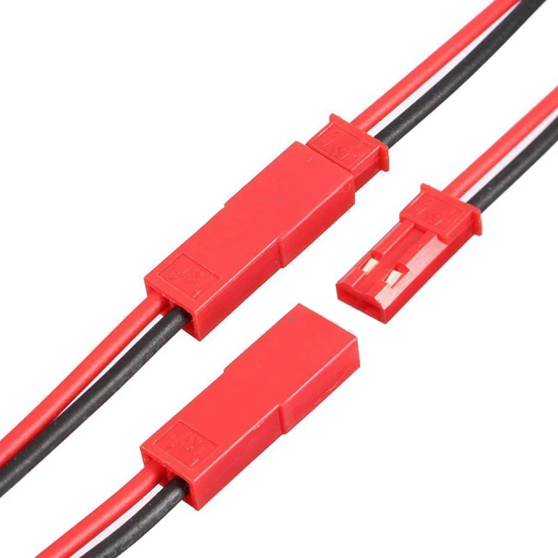 20 Pairs 2 Pin JST Plug Socket Connector M To F 110Mm Cable Wire Red Black