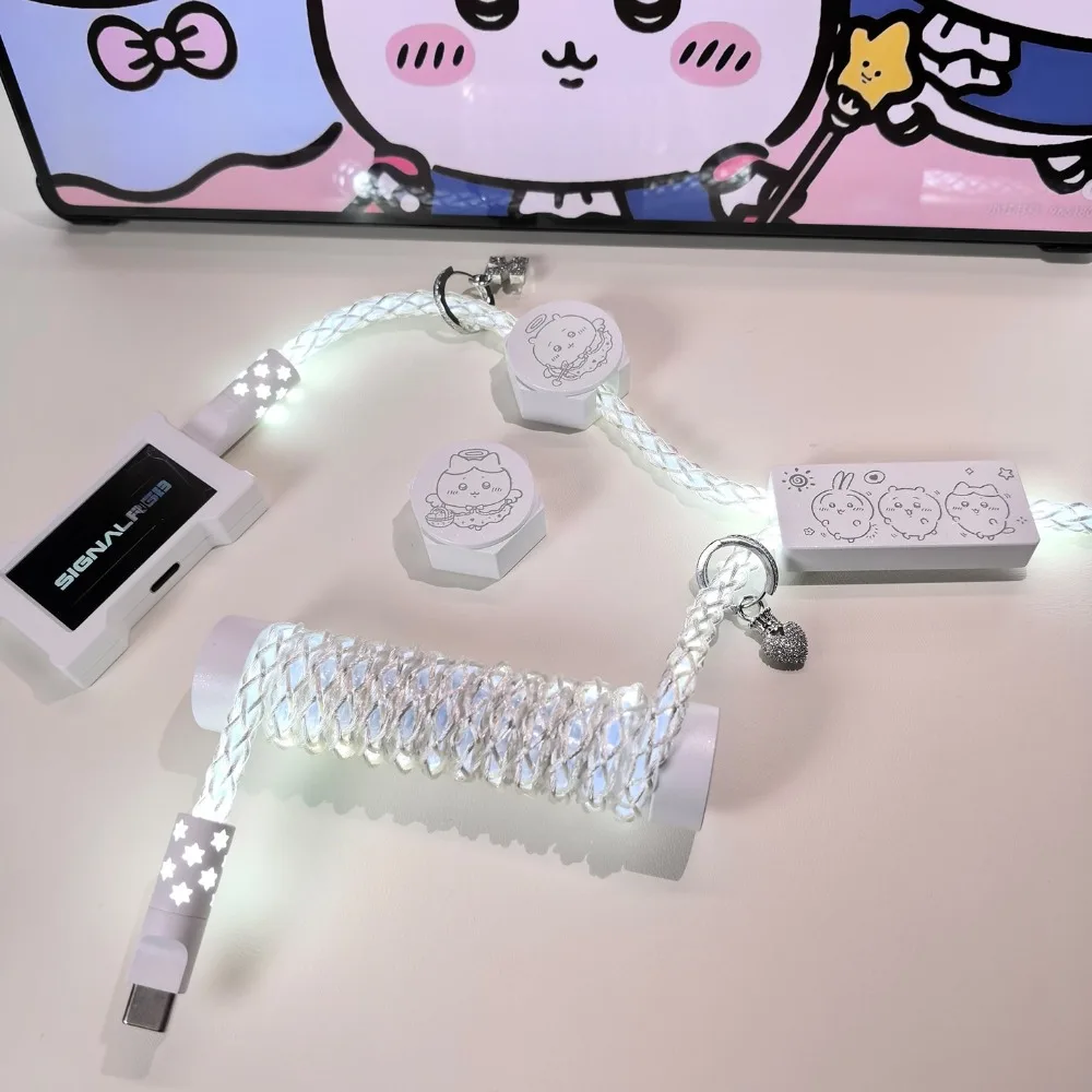 UNKNOWN ERROR D40 Cool White Light Magnetic Keyboard Cable 8K Aviation Plug One Against Two USB to Type-C Gaming Accessories