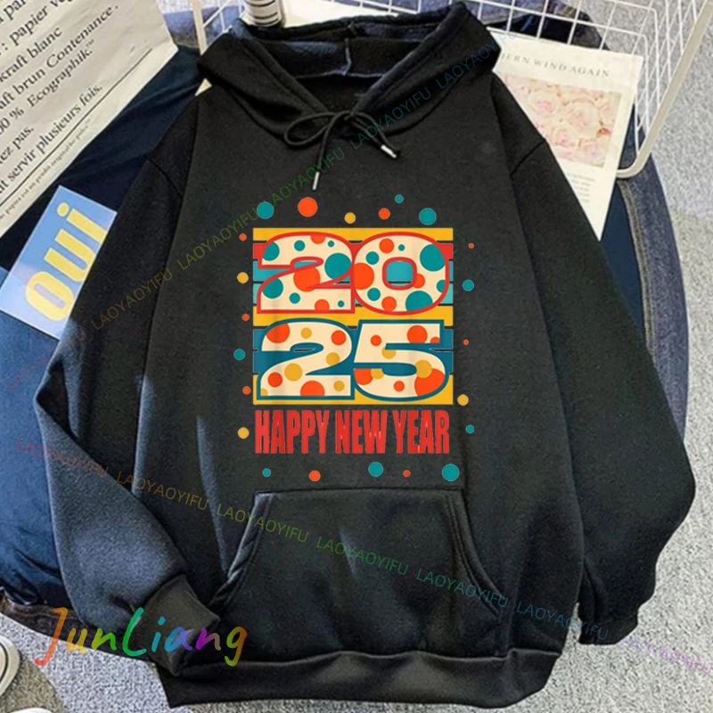2025 حفلة ليلة رأس السنة تجمع الأسرة طباعة المرأة رجل هوديي الرجال الرجال هوديس ملابس للرجال مقنعين قميص بلوزات #2