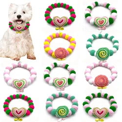 12pcs Valentine's Day Decorate Creative Small Middle Large Dog Bowtie Lollipop Heart Style Necklace Dog Supplies Pet Accessories