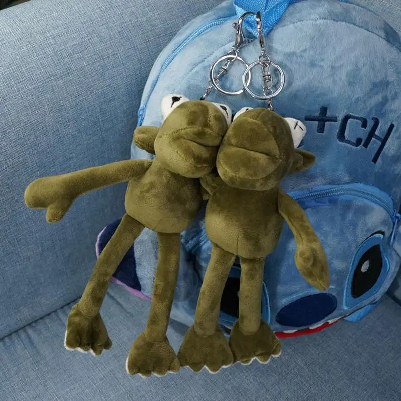 Porte-clés de poupée en peluche grenouille de dessin animé, pendentif de sac de pièces de monnaie, ornements de sac de pièces de monnaie, lanière pour cadeau pour enfants, jouet en peluche douce, décoration de maison