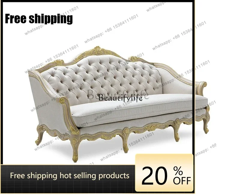 Factory Direct ld 38Fabric French fashion living room three-person sofa Fabric sofa light luxury modern