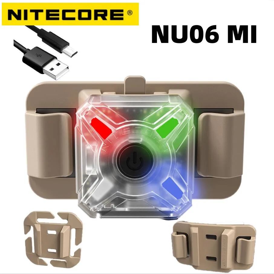 NITECORE NU06 MI IR MINI Signal Light 4 Source LED USB-C Rechargeable Military Tactical Warning Headlamp Military Helmet Lamp
