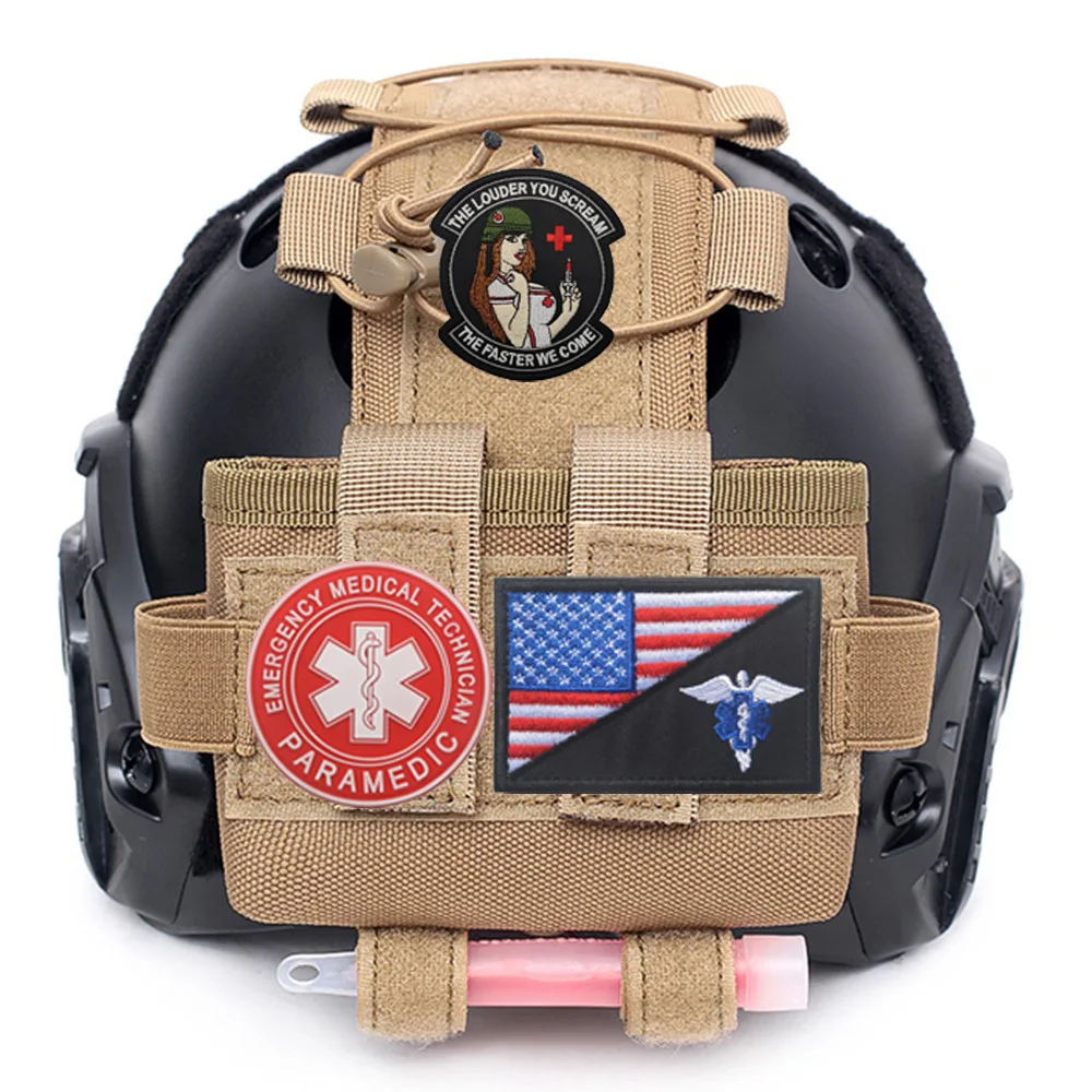 Outdoor Search Rescue Skull Medical Embroidery Magic Badge Cloth Attached Rescue Life Star Backpack Morale MEDIC PVC Armband