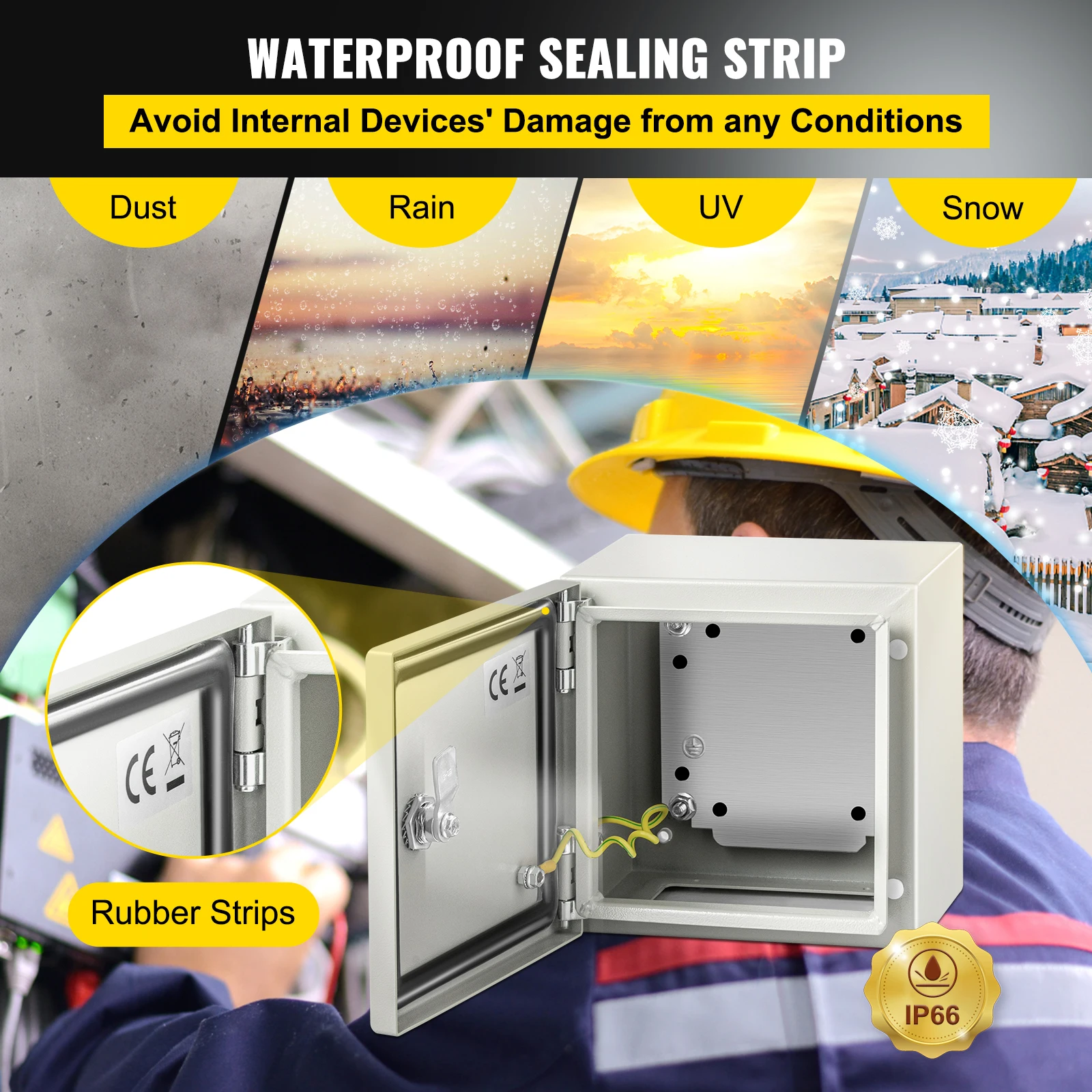 SucceBuy NEMA Steel Enclosure NEMA 4X Steel Electrical Box IP66 Waterproof & Dustproof, Outdoor / Indoor Electrical Junction Box