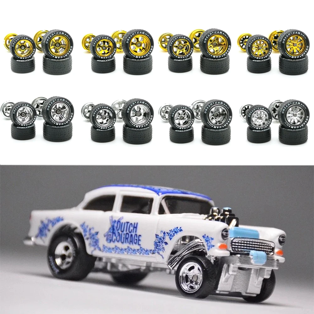 10Sets 1/64 Car Wheel With Rubber Tires Staggered Front Small Rear Large Wheel For 1:64 Matchbox/Domeka/HW/ Model Car Off-road