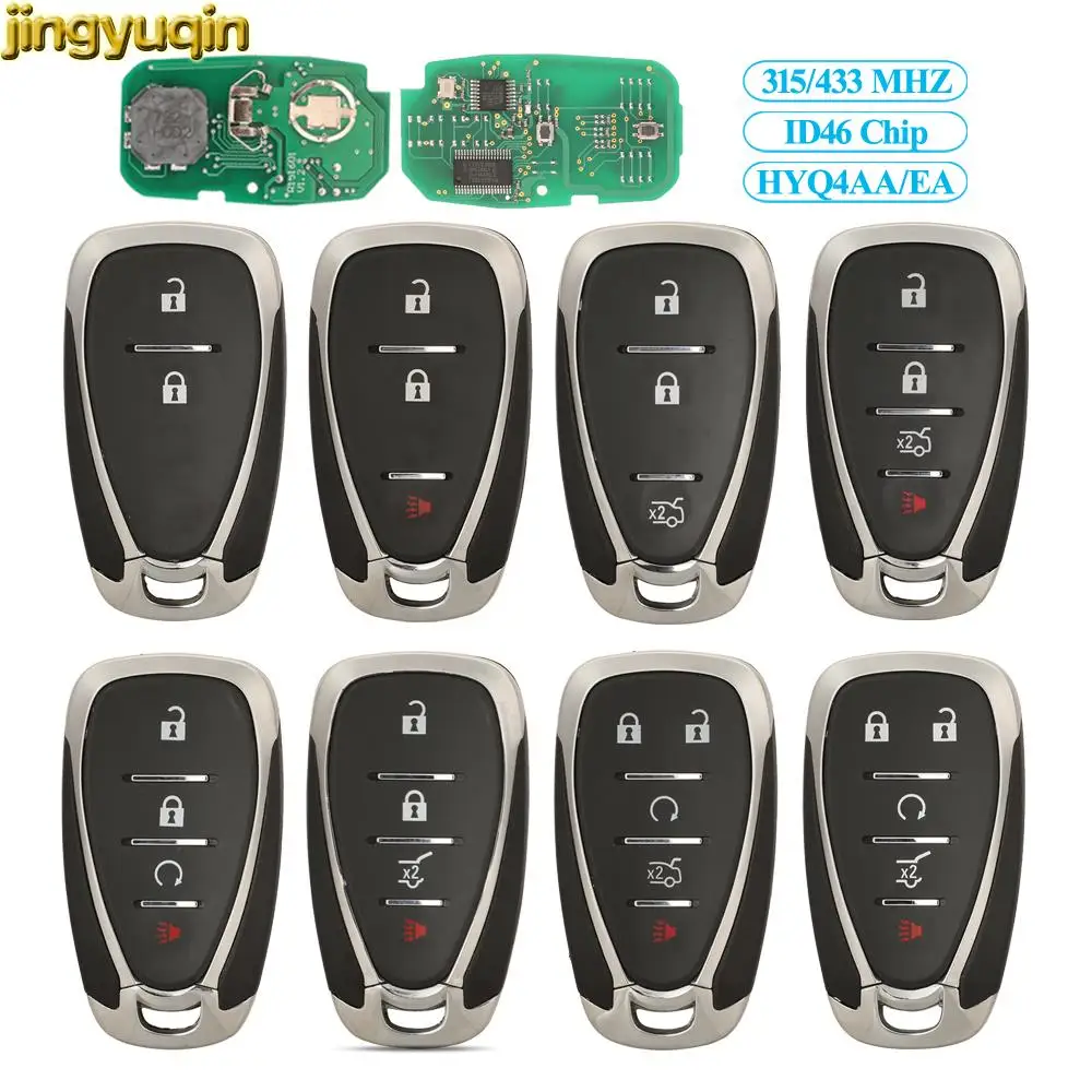 Jingyuqin 2/3/4/5Buttons Smart Car Alarm 315/433MHZ ID46 HYQ4AA/HYQ4EA For Chevrolet Equinox Spark Trax 2016-2021 Remote Key Fob