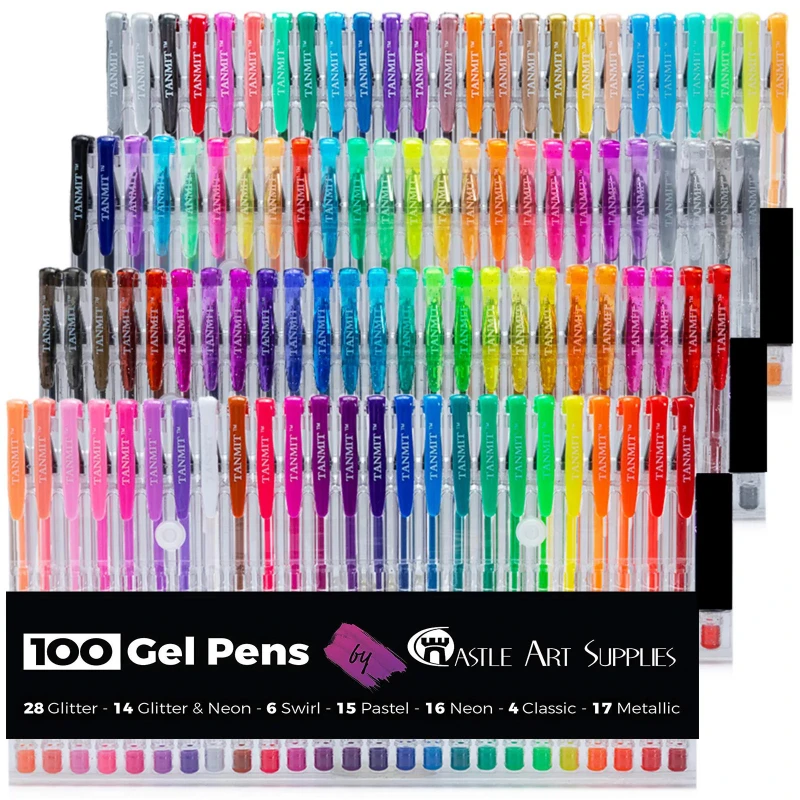 5-100pcs Gel Pen Set 100 Colors Pen Set for Making Cards, Adult Coloring Books, Journaling Planner Crafting Doodling Drawing