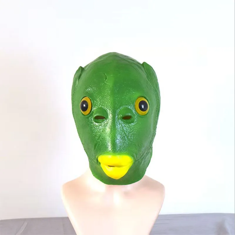 Green Pink Red Fish Mask Monster Cosplay Masks Latex Halloween Fall Head Latex Mask Cosplay Costume Photo Props