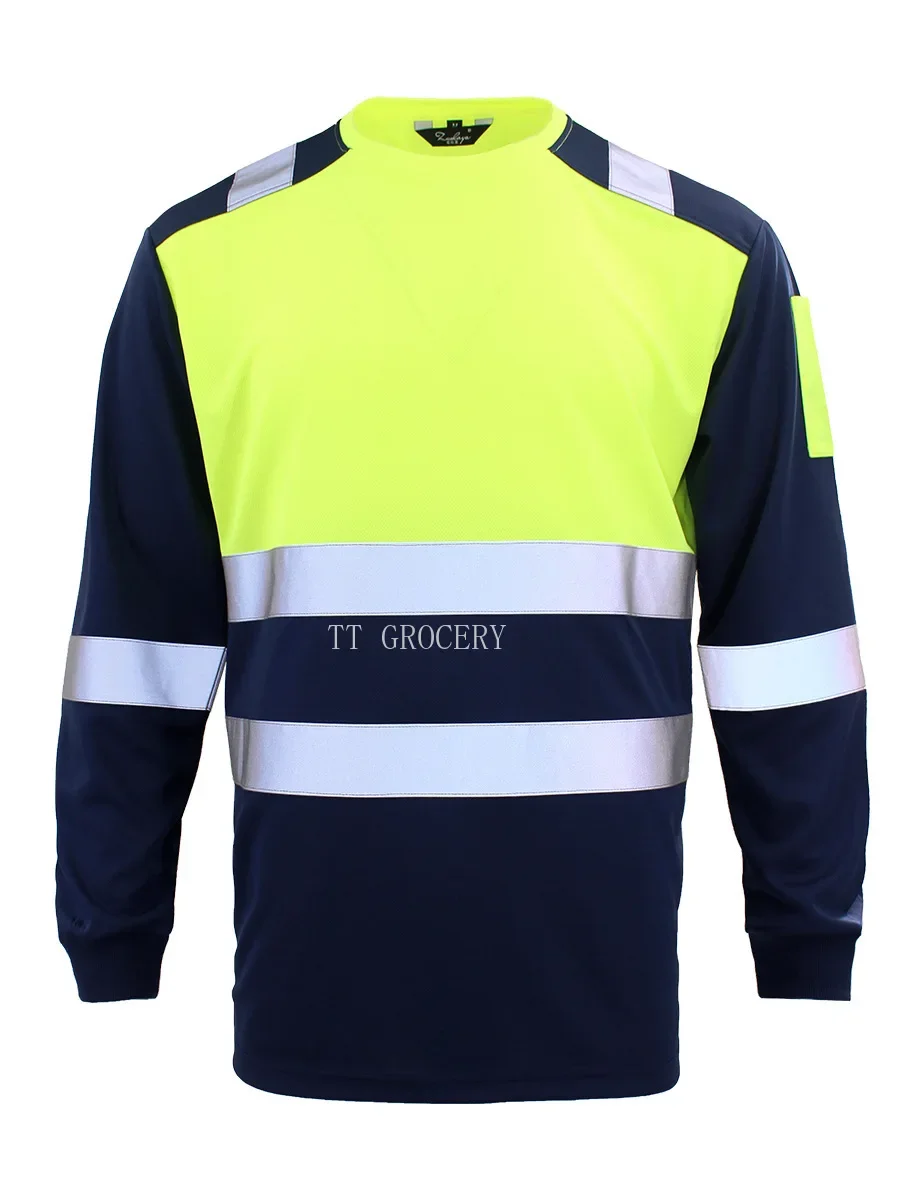High Visibility Safety Work Shirts Summer Breathable Work T Shirt Reflective T-shirt Quick Dry Hi Vis Shirts Safety Clothing