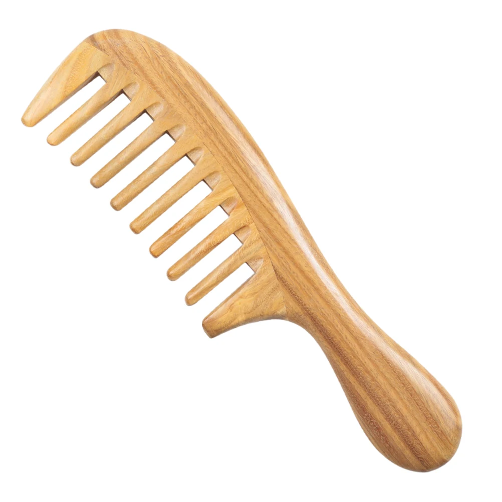 

1Pcs Curved Handle Sandalwood Comb Anti-Static Wooden Detangler for Healthy Hair Chocolate Wood Comb Wooden Hair Brush