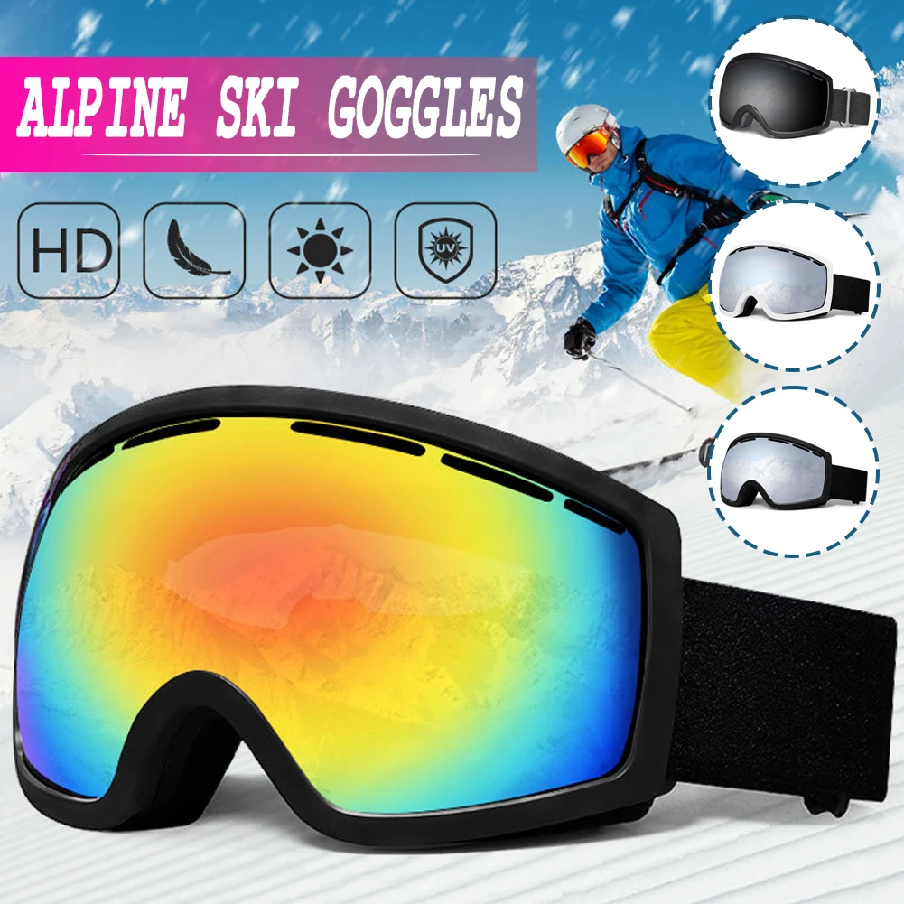 UV400 Anti-fog Double Layers Ski Goggles Big Lens Ski Mask Glasses Skiing Snow Snowboard Eyewear Mirror Polarize Goggles for men