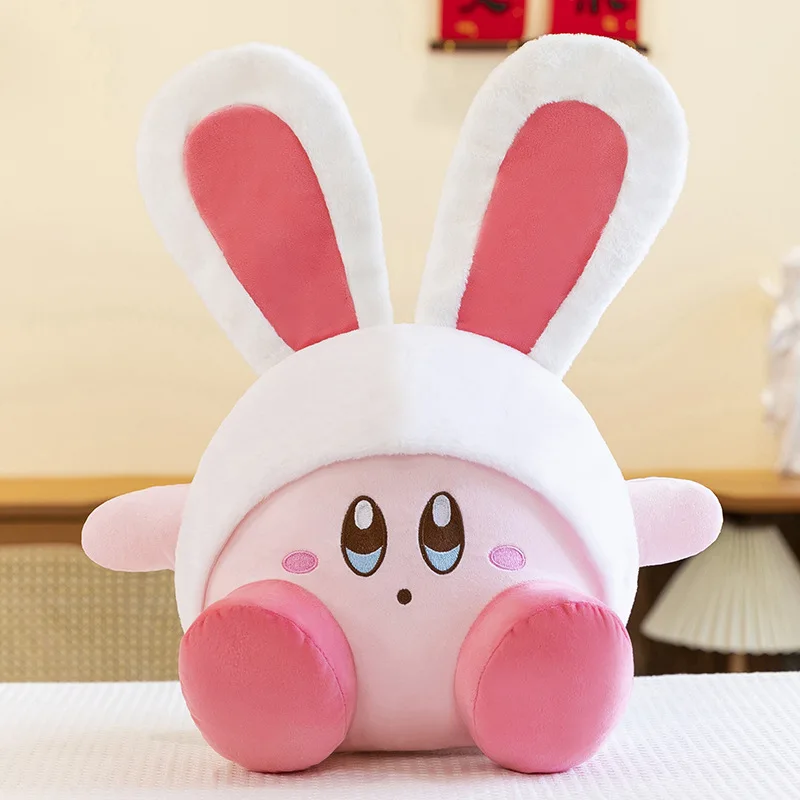 Peluche Kirby avec oreilles de lapin, jouet Animal en peluche, poupée de dessin animé mignon pour enfants, cadeau d'anniversaire et de noël, poupée à grande tête, cadeau en peluche
