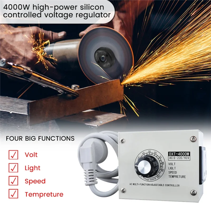 

A03Z-Adjustable Voltage Regulator 4000W SCR Adjustable Dimmer Speed Temperature Stepless Variable Speed Belt