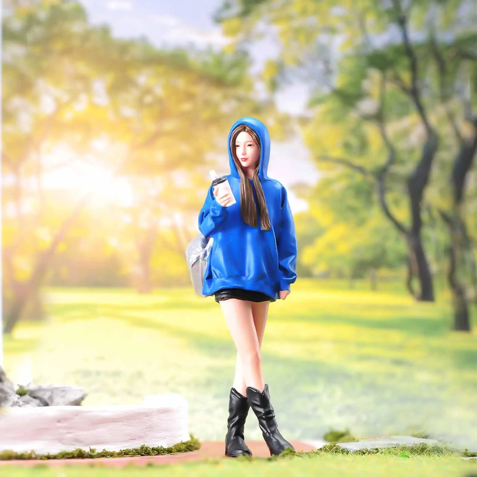 

Миниатюрная фигурка девочки, реалистичная модель из смолы, имитация женской фигуры, раскрашенная, для микроландшафтов, декоративные аксессуары