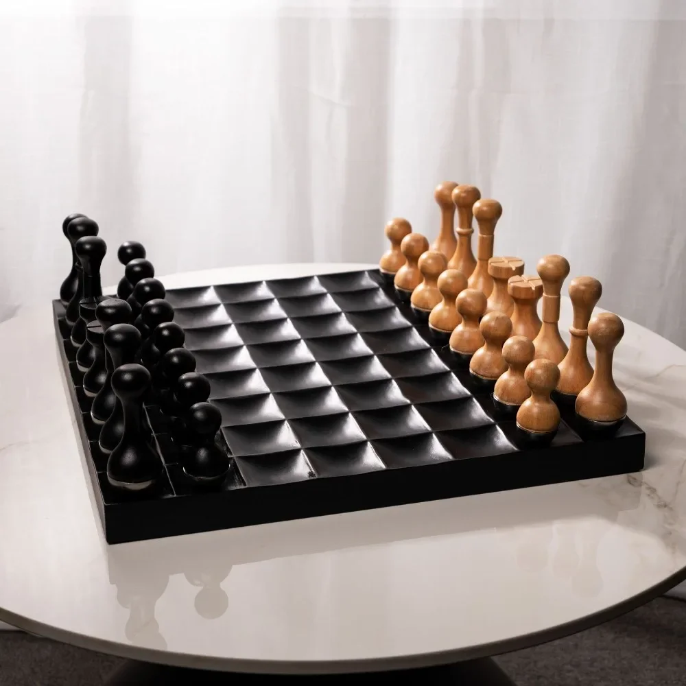 New modern best-selling light luxury tumbler chessboard ornament, solid wood high-end chessboard