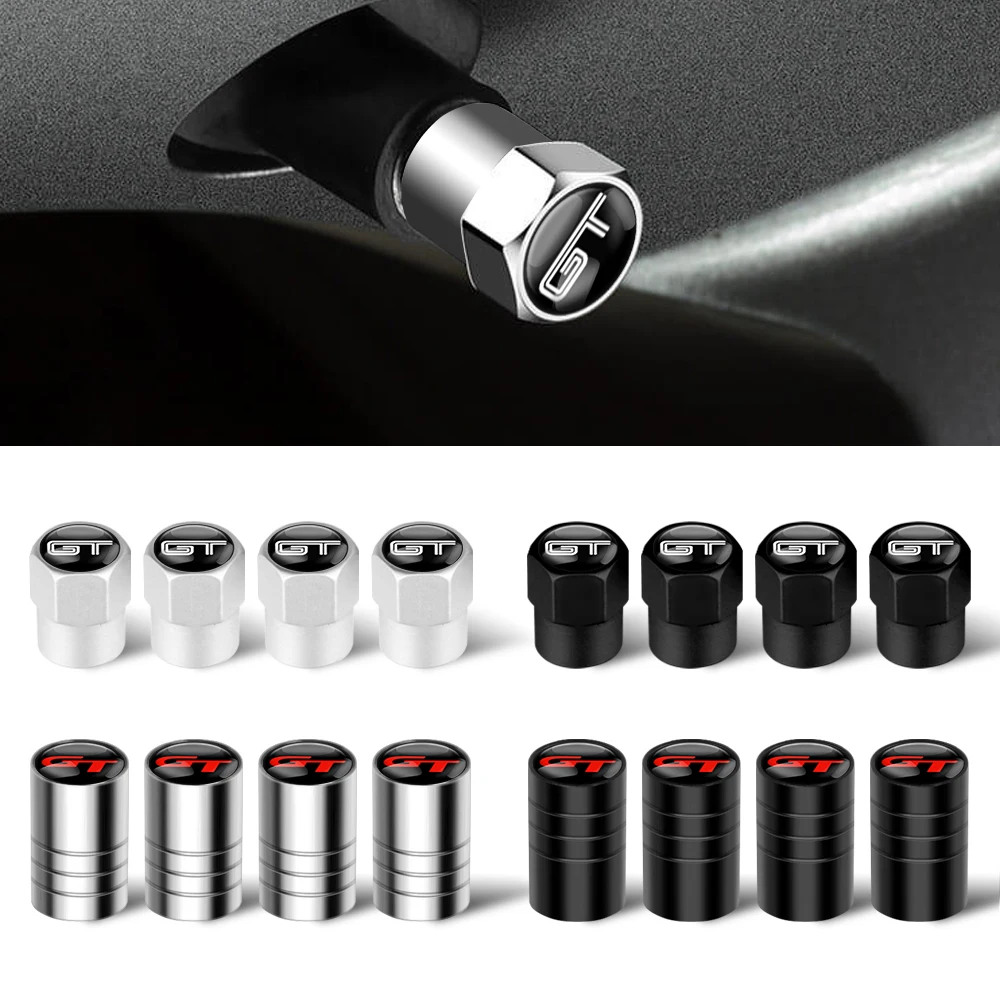 4pcs Metal GT Badges Car Wheel Tire Valve Stem Caps Covers Auto Accessorie For BMW Peugeot Mercedes Benz Ford Kia AUDI Chevrolet