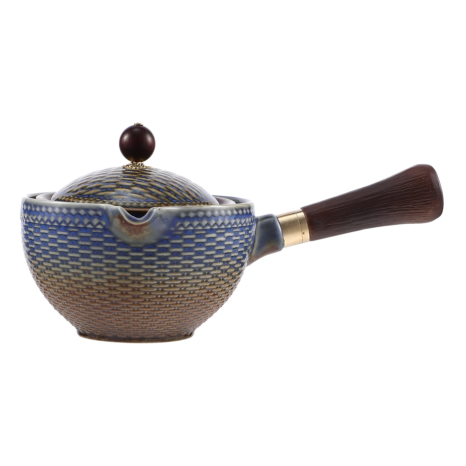 

360 Degree Rotation Ceramic Teapot Chinese Traditional Home Pot Side Handle Design Heat Resistant Tea Brewing Tool Office Use