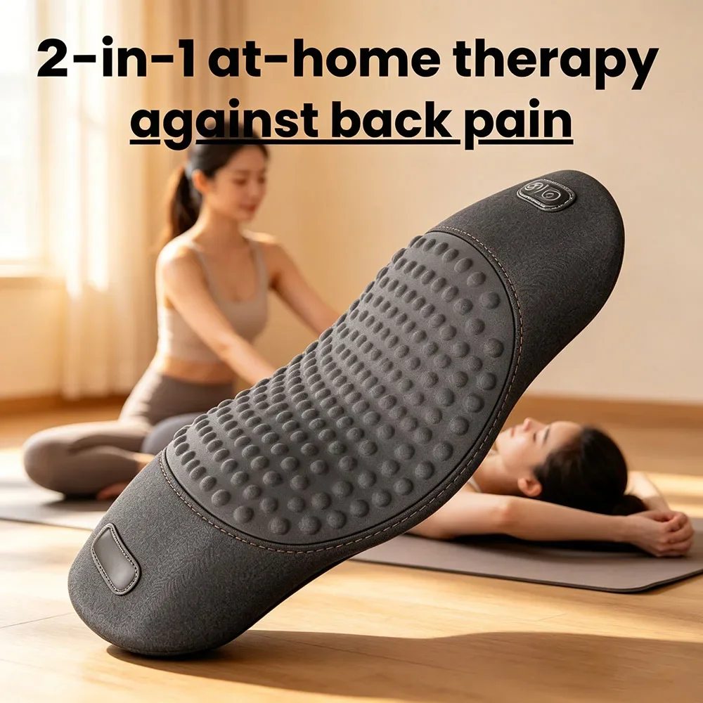 

Portable Waist Support Waist Pillow Back Massage Protection Pad Lying Flat Waist Relief Heating Vibrating Back Massager