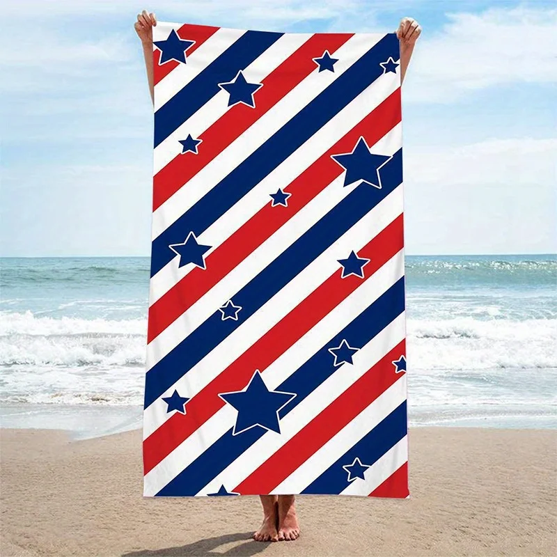 

Пляжное полотенце с флагом и звездным принтом, защита от солнца, ветрозащитное, подходит для бассейна, кемпинга, дорожного одеяла