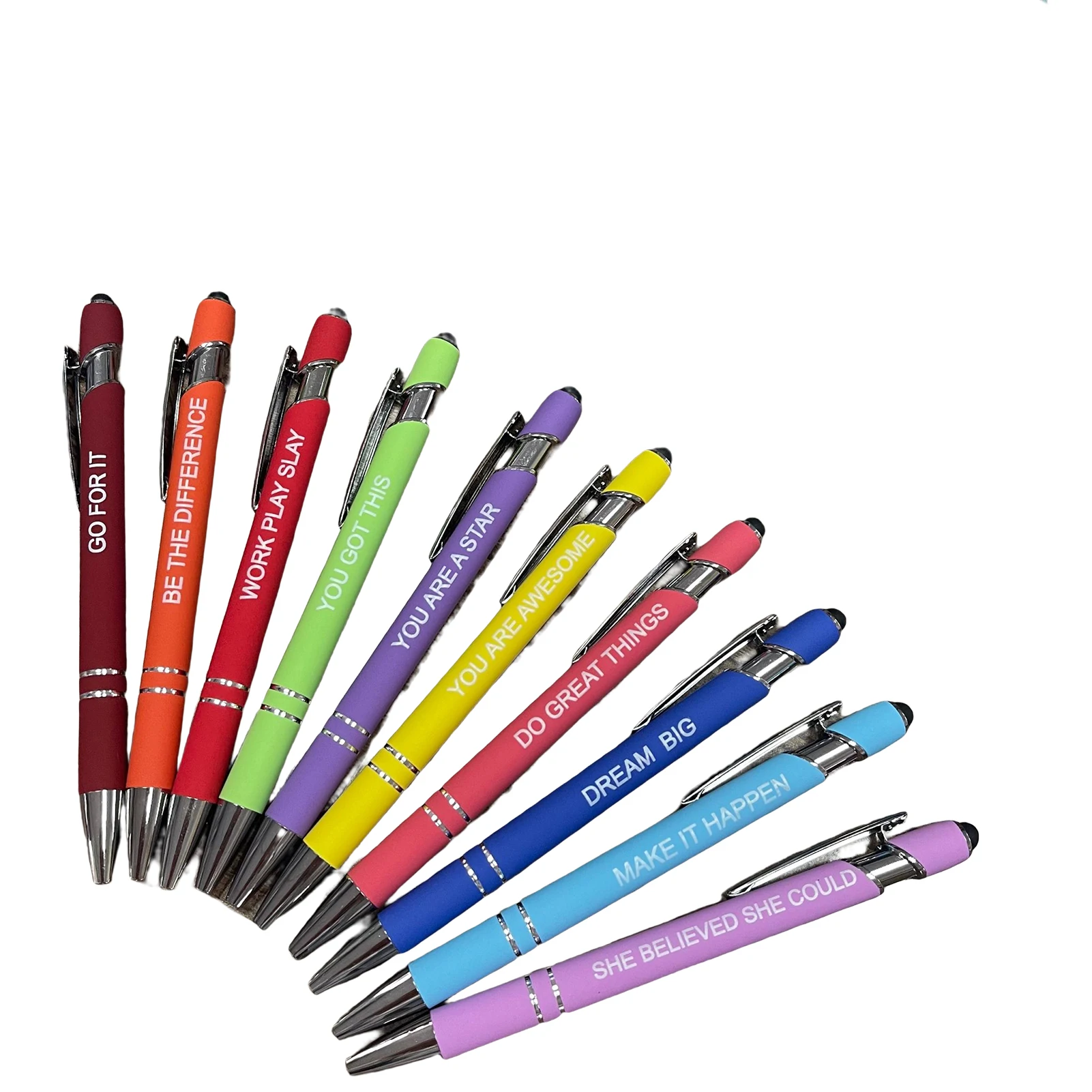 10PCS Inspirational Motto Printed Pen Reliable Words of Encouragement Pen for Students Note Taking