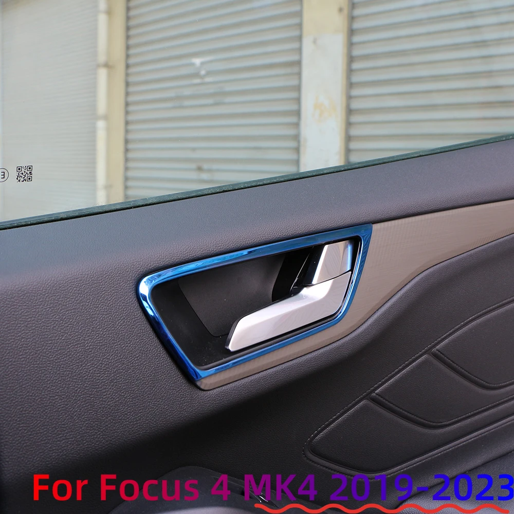 Car Inner Door Handle Frame Sticker Cover for Ford Focus MK4 2019-2023 Stainless Steel Stickers Trim 4PCS Accessories