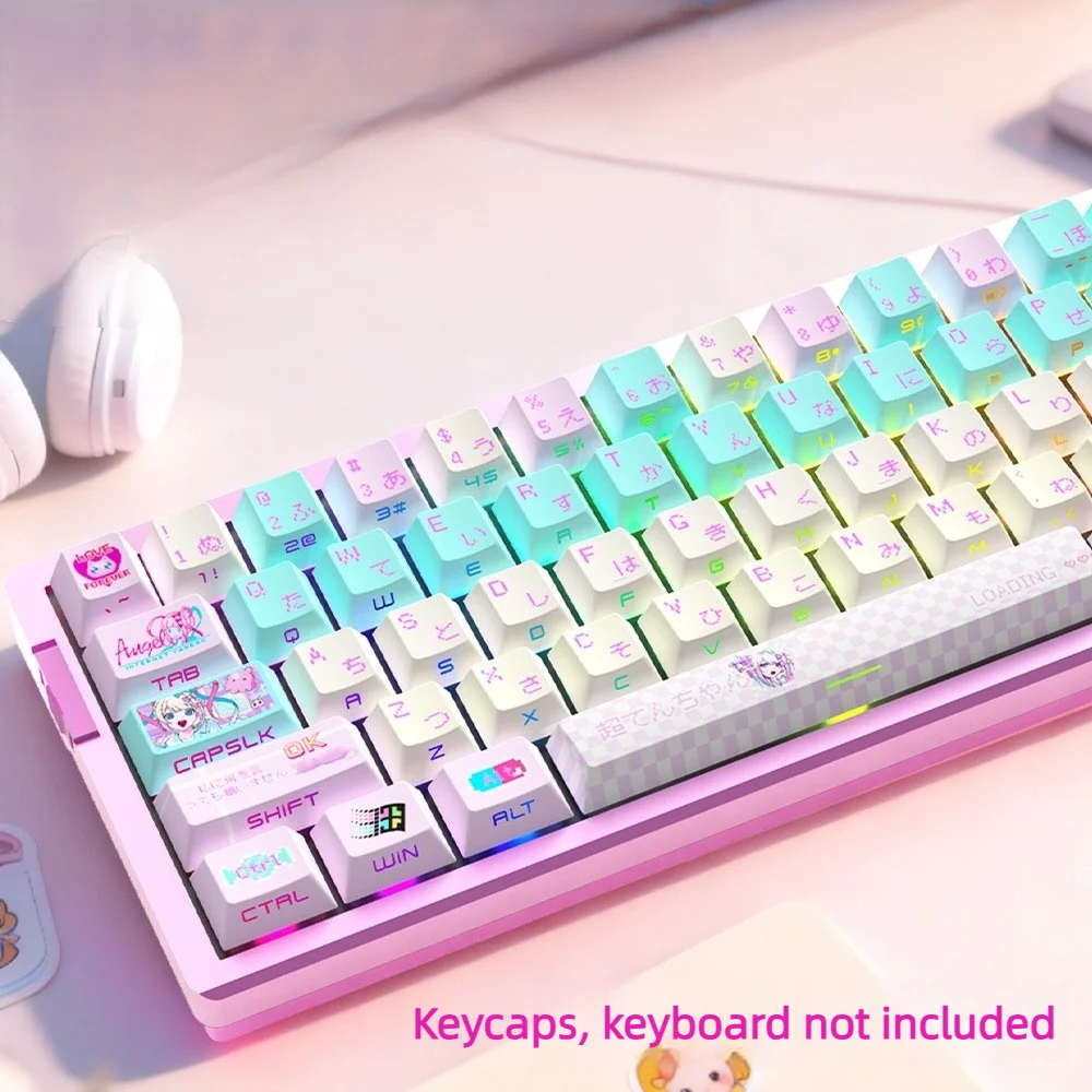 129 Keys PBT Keycaps Dye-Sublimation Thickened Nuclear Power Side-Lit Side Printed 129 Keys Compatable for Mechanical Keyboard