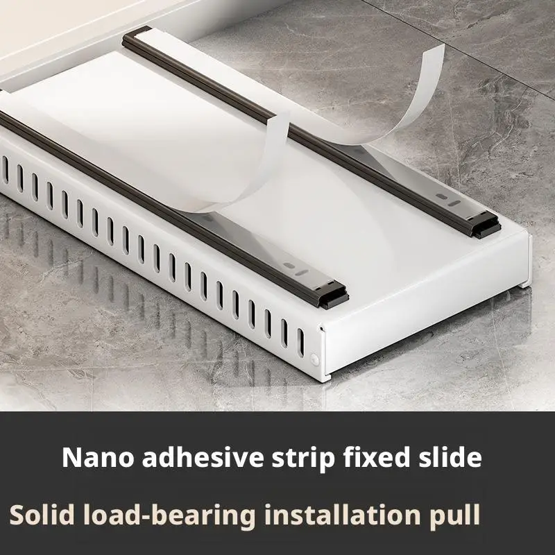 캐비닛 아래 슬라이딩 냄비 뚜껑 보관 홀더 주방 조절식 슬라이드 아웃 접시 팬 보관 랙 선반