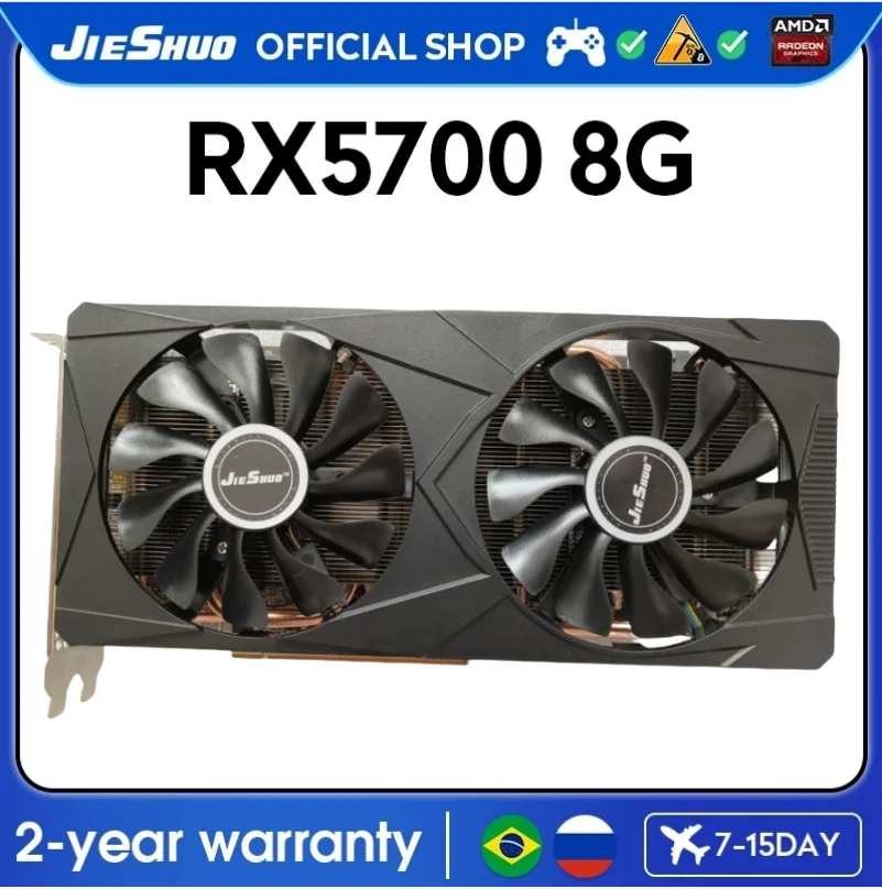 JIESHUO AMD RX 5700 8GB 2304SP video graphics card GDDDR6 GPU 256Bit rx5700 8g for computer desktop games Office 5700 RX