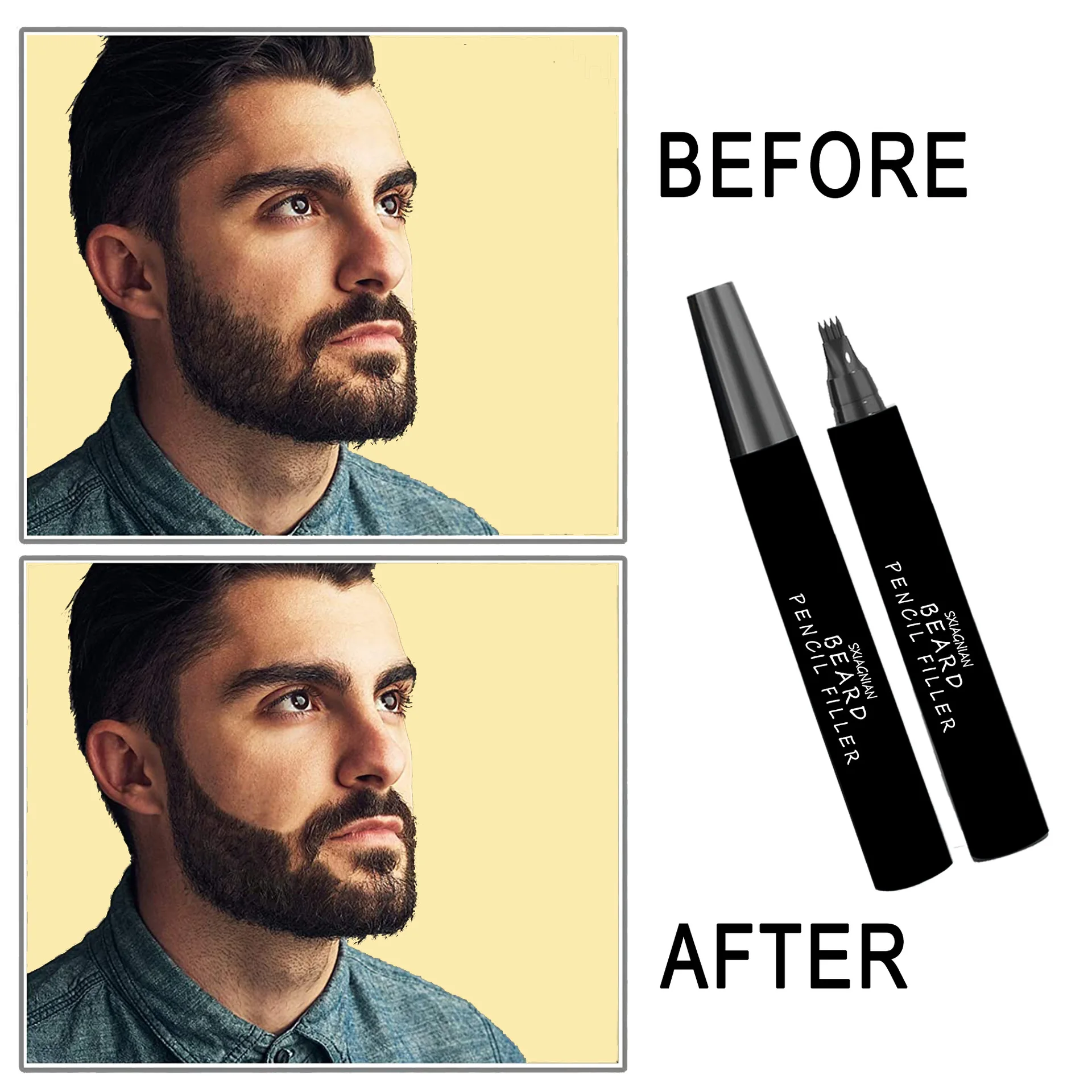 Beard Filler Pen Natural Sweat Resistant Quad Fork Beard Pen 5 Piece Set Beard care products