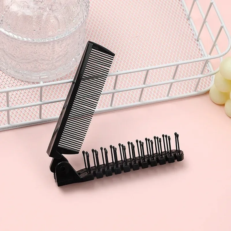 1Pc Anti-Static Compact Portable Folding Hair Comb with Multi-Color Plastic for Home and Outdoor Travel-Friendly Daily Hair Care