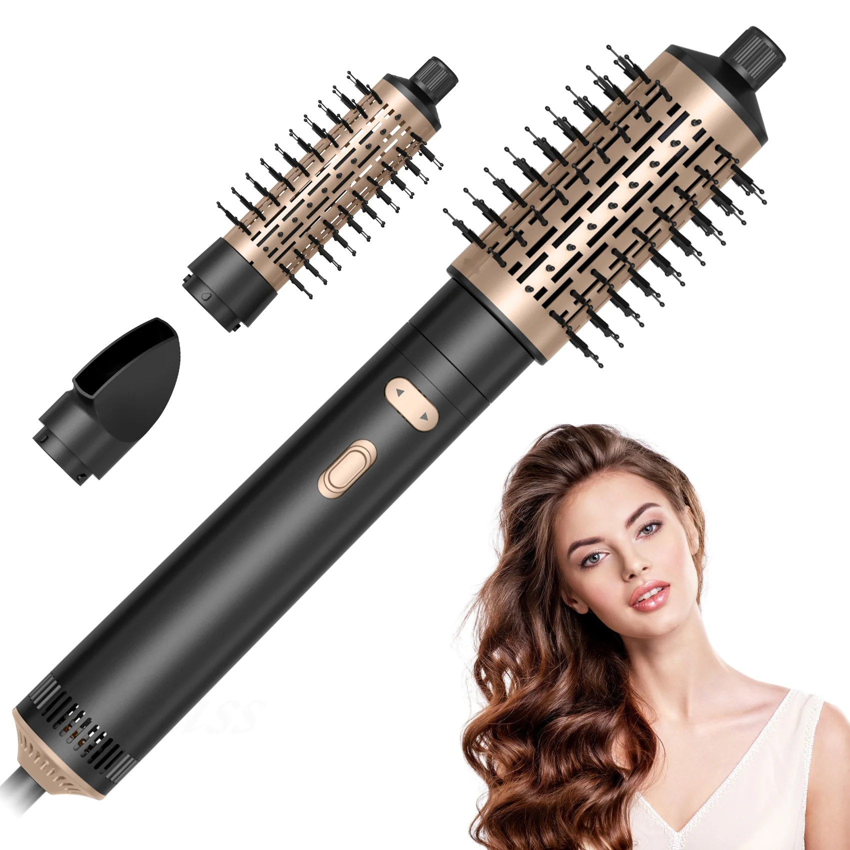 Rotating Blow Dryer Brush Round Hot Air Spin Brush Set Auto Rotating Curling Blow Dryer Brush for Straightening Drying Curling