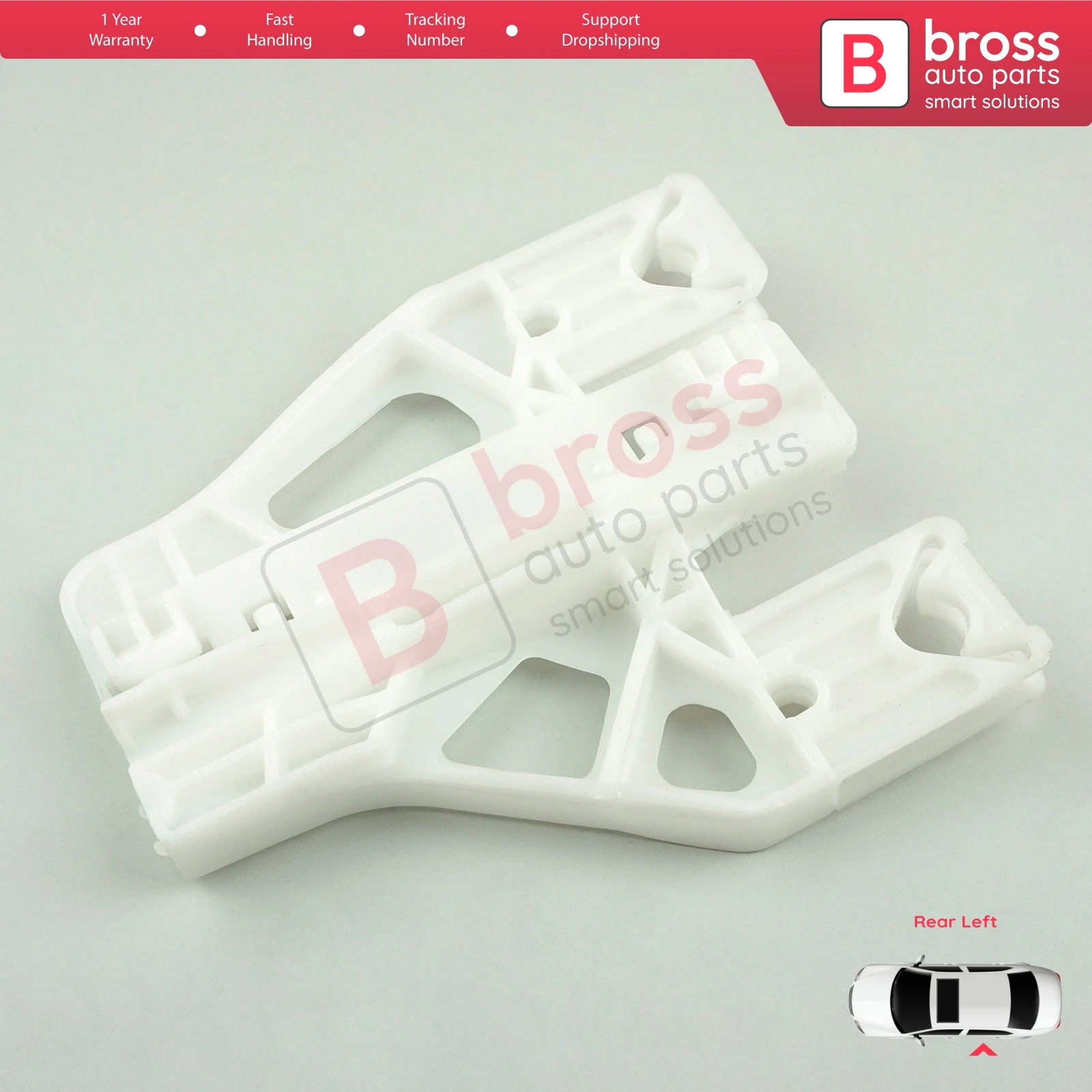 Bross BWR5001 Electrical Power Window Regulator Repair Clips Brackets Rear Left Door:8 K0839461 for AUDI A4 S4 B8 2008-2015