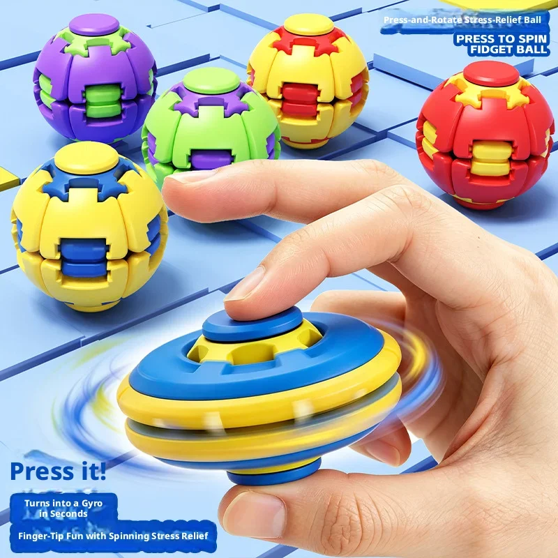 Transformable Press Spin Fidget Ball Anti Anxiety Sensory Toy Back To School Supplies Halloween Christmas Children Novelty Gift