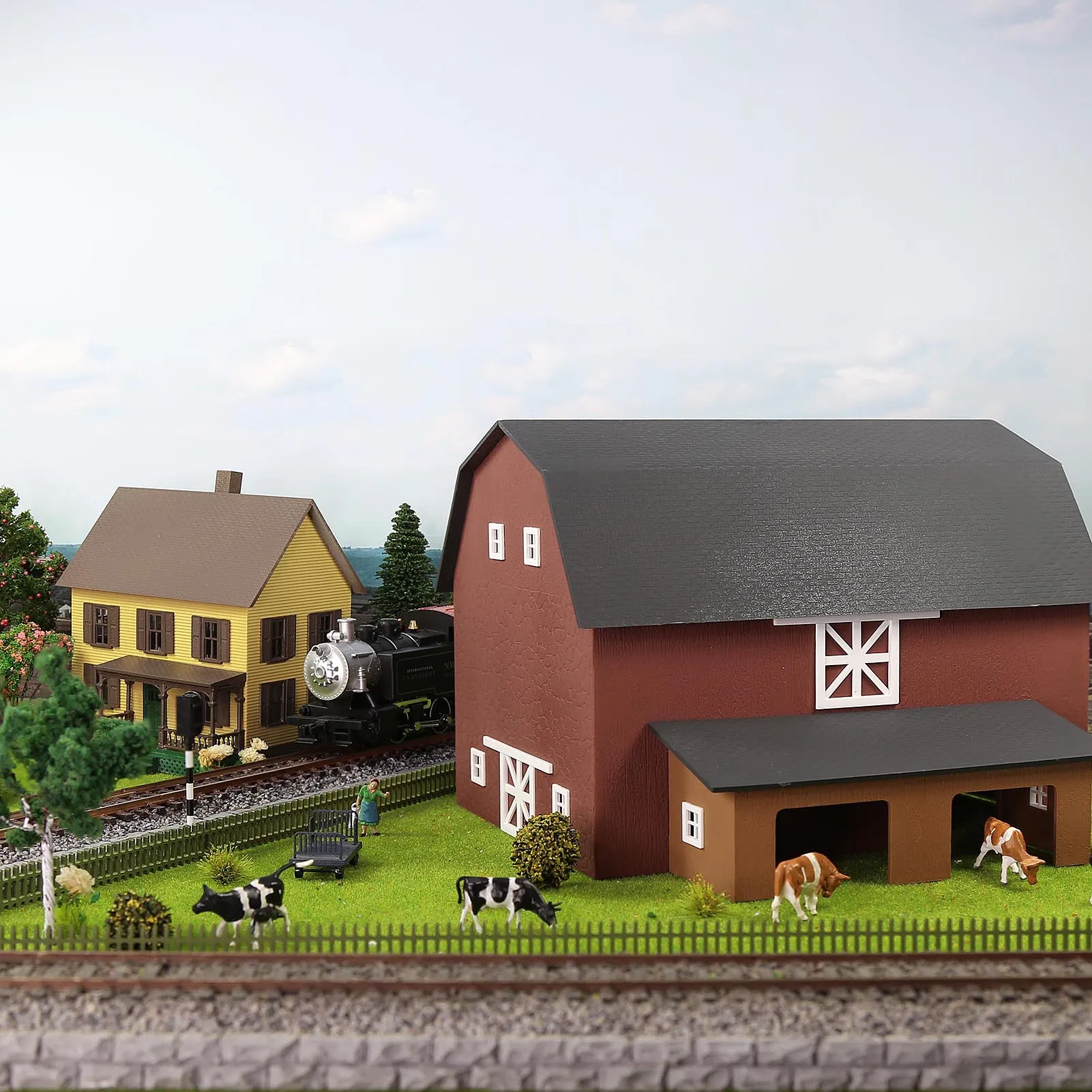 Evemodel 1 Unit HO Scale Model Barn Cow Shed Painted Assembled JZ8708