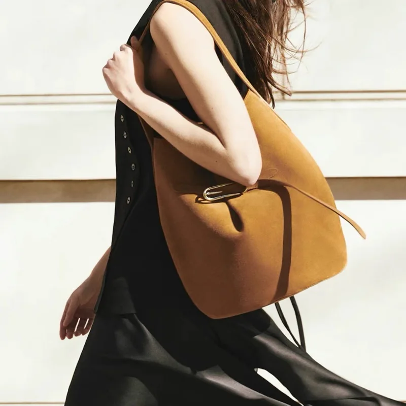 

Nordic niche thick cowhide suede leather classic exquisite women's handbag for commuting and leisure convenience