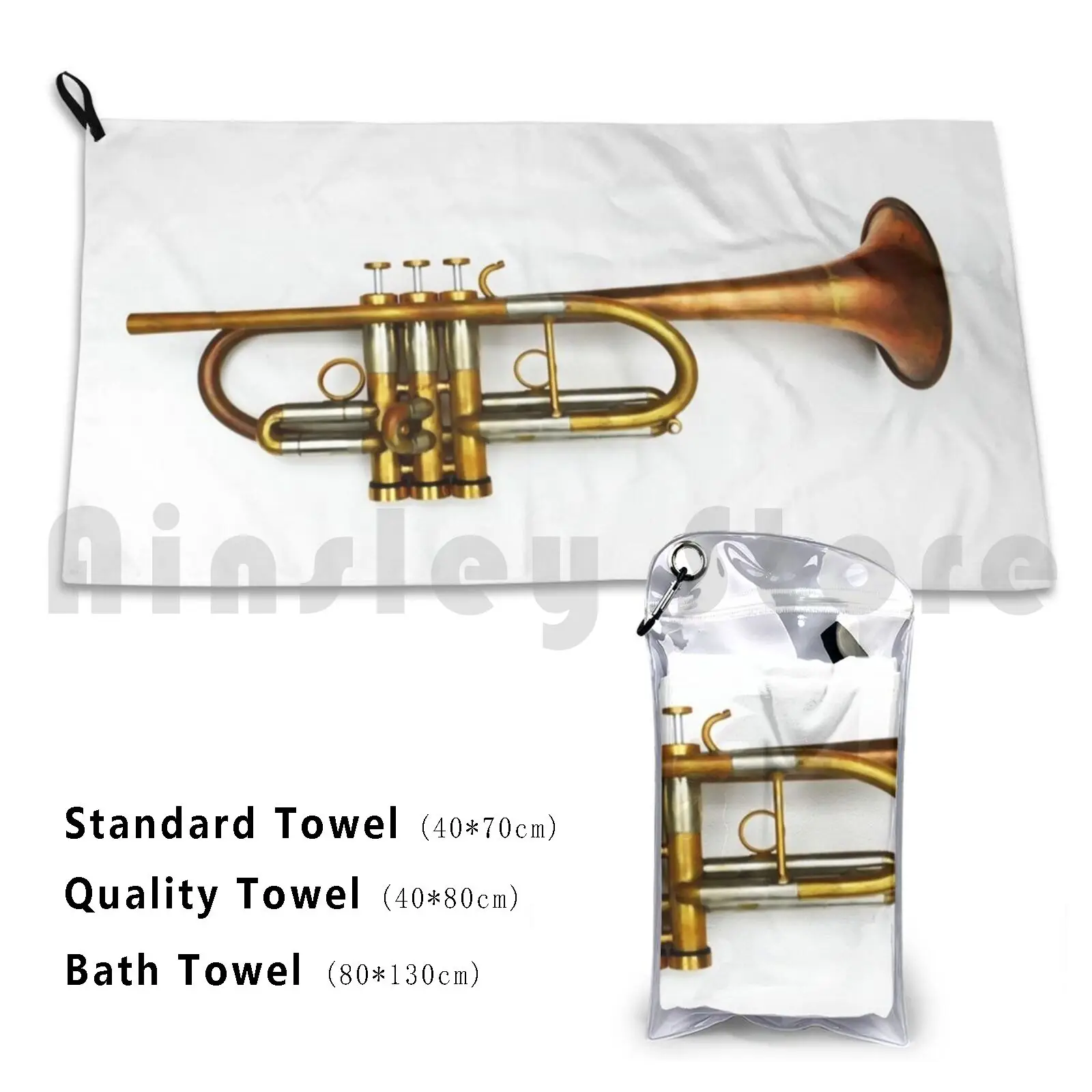 Trumpet Bath Towel Beach Cushion Trumpet Mouthpiece Valves Music Musician Musical Instrument Wynton Marsalis Jazz