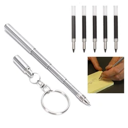 Portable Mini Key Ring Stainless Steel Telescopic Pen Telescoping Ballpoint Pens Keychain Tool  Outdoor Sports Camping Supplies