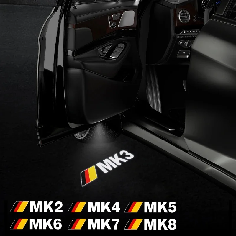 1/2PCS For MK2 MK3 MK4 MK5 MK6 MK7 MK8 Logo Golf Polo R32 Fiesta Focus Kuga Car HD Door Welcome Puddle Light Led Projector Lamp
