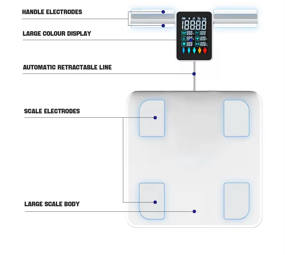 8-Electrode Smart Scale Body Report Fat Measurement Body Mass Index Smart Scale Fat Scale