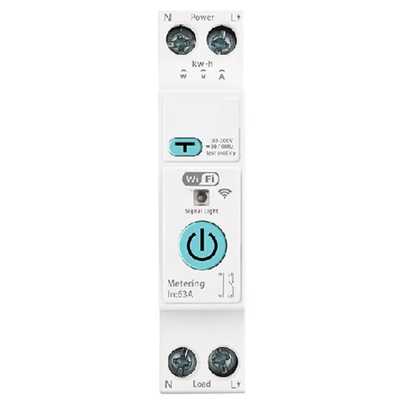A84E-Din Rail Tuya Wifi Smart Circuit Breaker Switch 63A Leakage Over/Under Voltage Protection Power Monitoring Voice Control