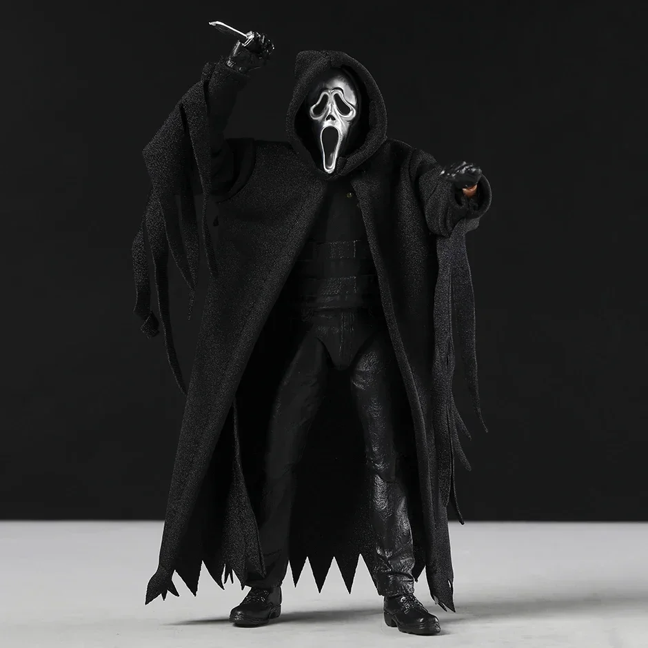 Krzyk Horror Film Urządzenia peryferyjne Zabójca z twarzą ducha Model postaci Zabawka Dekoracja pokoju Ozdoby Halloween Prezenty świąteczne