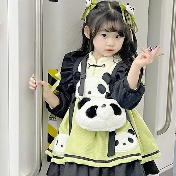 

Girls Lolita Princess Dress Spring and Autumn New Childrens Fashionable Birthday Dress Dress Girl Baby Panda Dress