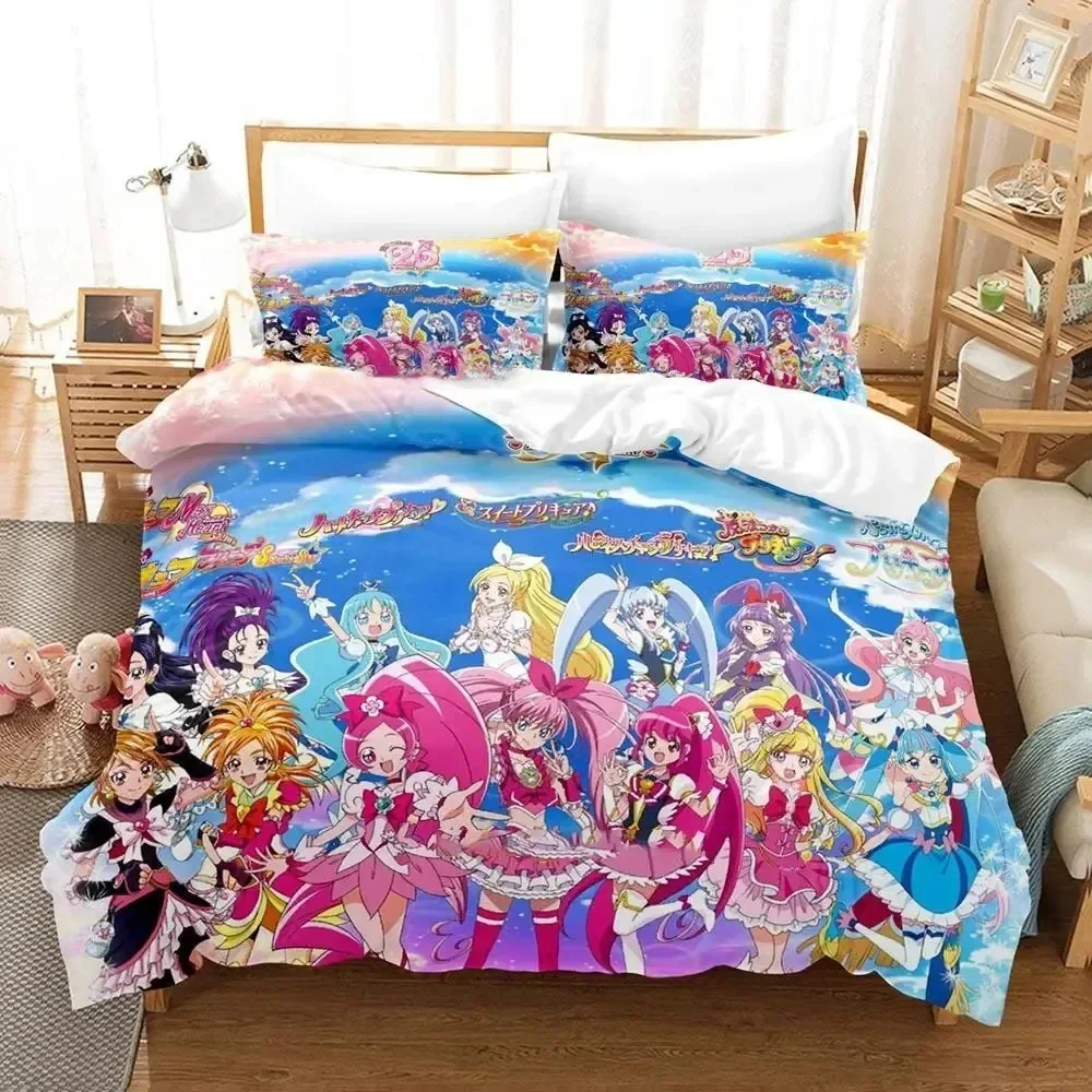 

Anime Pretty Cure Kids Adult Fashion Printed Bed Set Duvet Cover Pillowcase Bedding Set Linen Sheet Quilt Cover Queen King Size