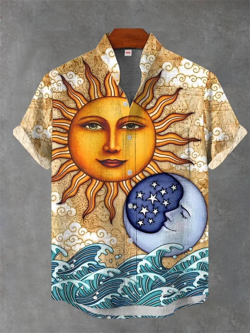 الرجال مريحة للتنفس عادية قصيرة الأكمام قميص مخطط ثلاثية الأبعاد مطبوعة زر موضة قميص رجالي Camisas Hombre مجردة #3