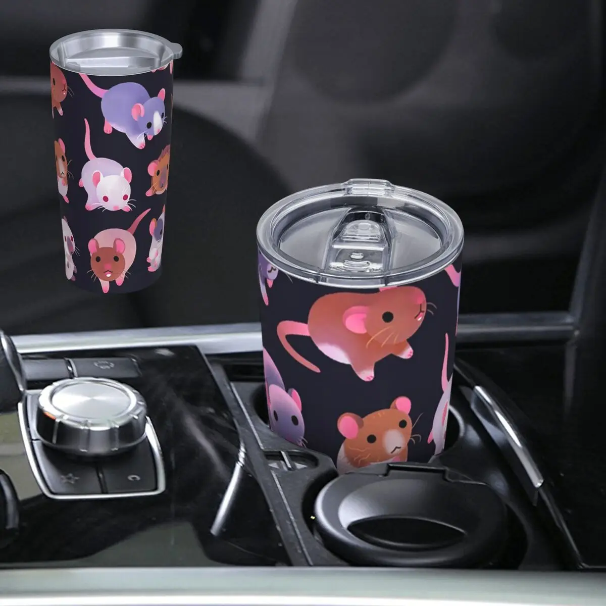Fancy Rat - Dark Stainless Steel Tumbler Vacuum Insulated Mug Thermal Cold Bottle Straws With Lid 20oz