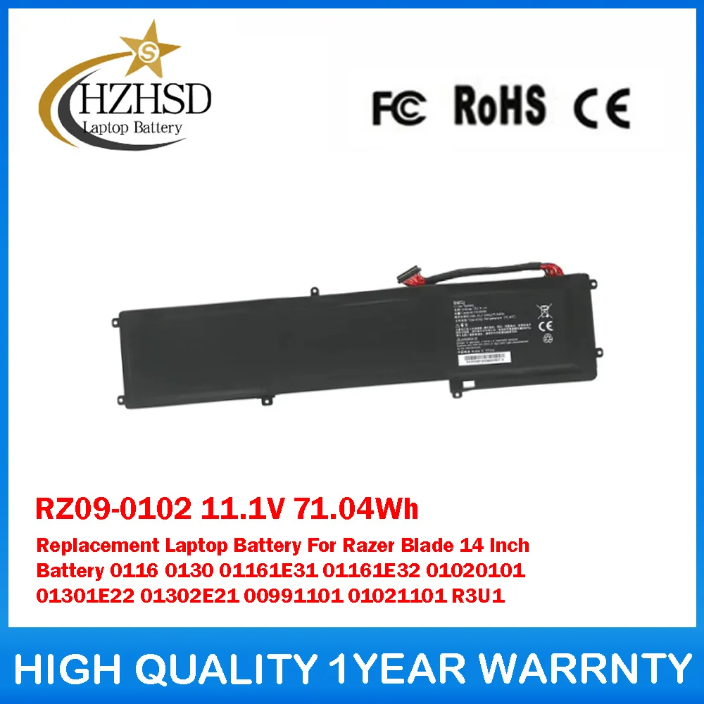 

RZ09-0102 11.1V 71.04Wh Replacement Laptop Battery For Razer Blade 14 Inch Battery 0116 0130 01161E31 01161E32 01020101 01301E22