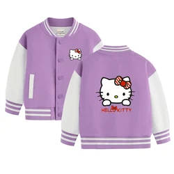 2025 Kids Baseball Uniform Sanrio Series 2-12 birthday gift Hello Kitty Cartoon Print Girls Kawaii Spring and Autumn Coat jacket