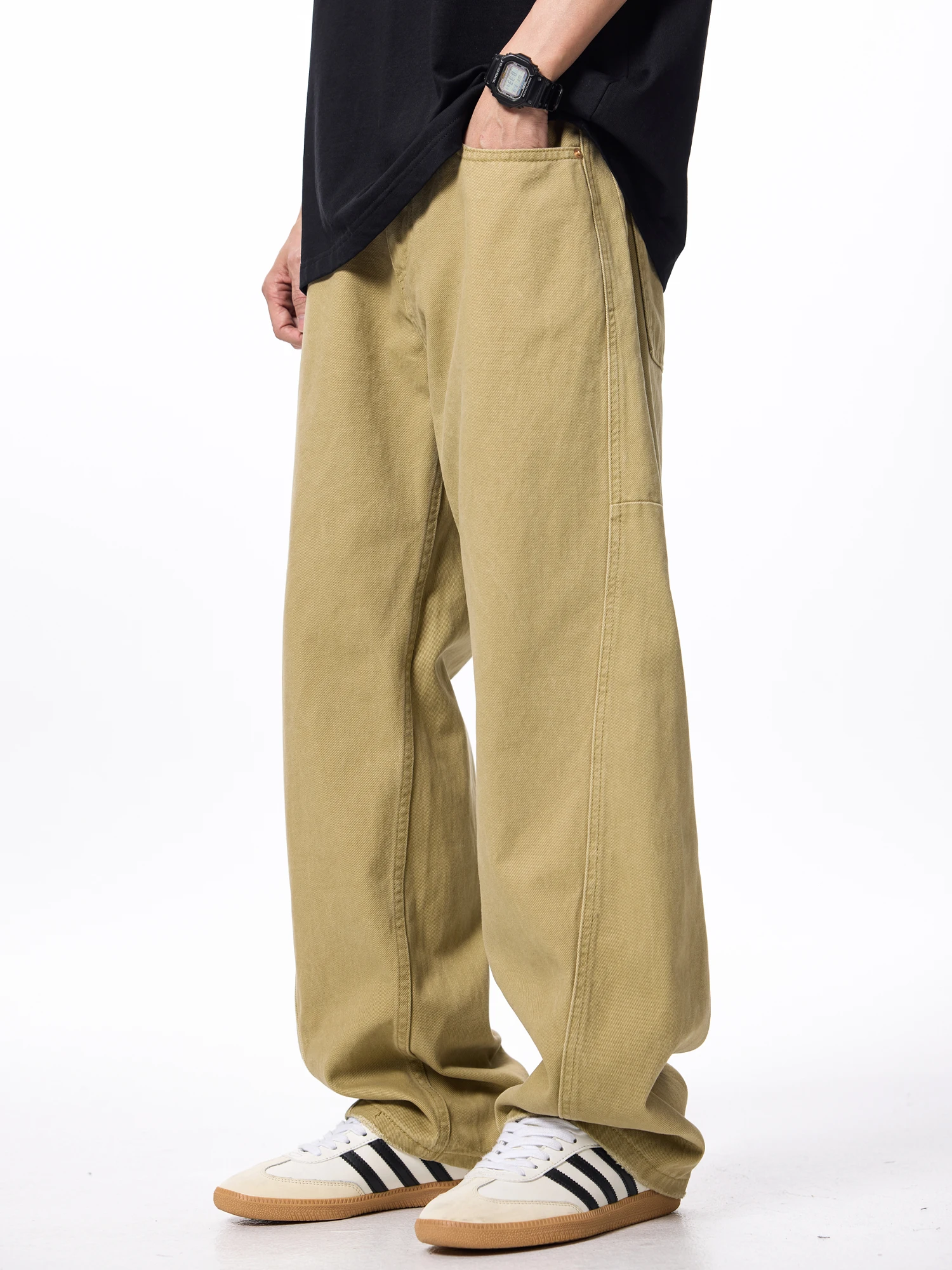 

Американские рабочие брюки в стиле ретро, мужские свободные широкие повседневные брюки, весенние модные брендовые мужские брюки, дышащие хлопковые повседневные брюки