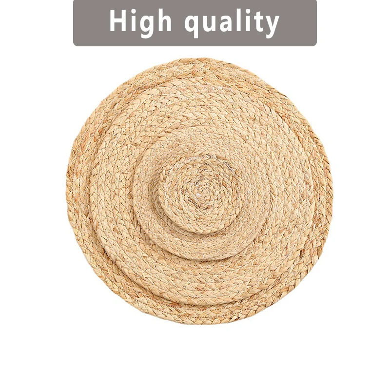 1Pcs Handmade Weave Non-slip Placemat Coaster Corn Hull for Table Dinne Round Insulation Pads Table Mats Pads Home Decor Mat